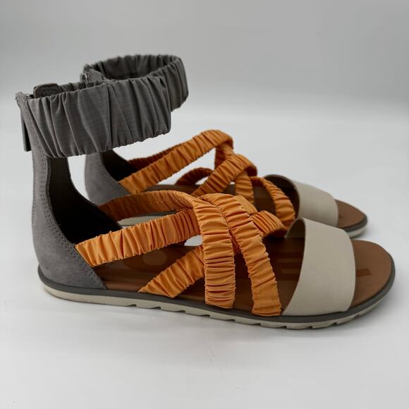 Sorel Ella‎ II Ankle Strap Sandals Gray Orange 9 Womens - Picture 2 of 7